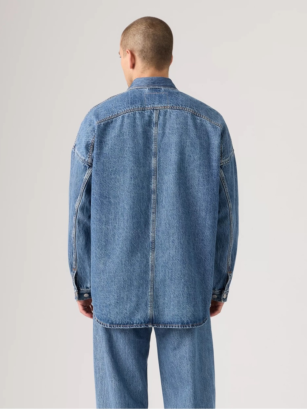 NWT Levi’s Men’s Oversized Twisted Shacket Denim Shirt Jacket Medium Wash Sz XL - Picture 4 of 15